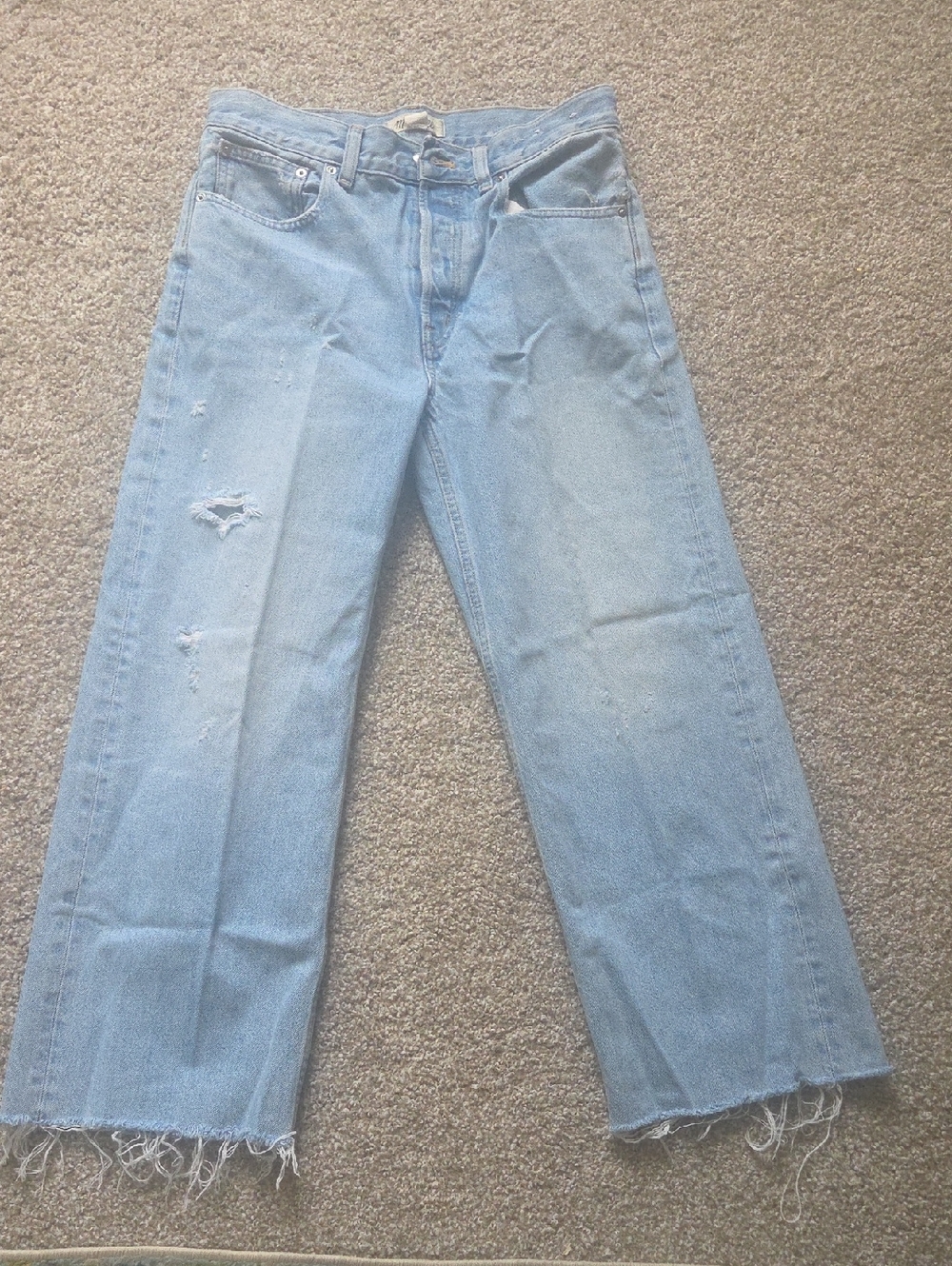 Madewell Low-Slung Baggy Crop Jeans - Light Blue